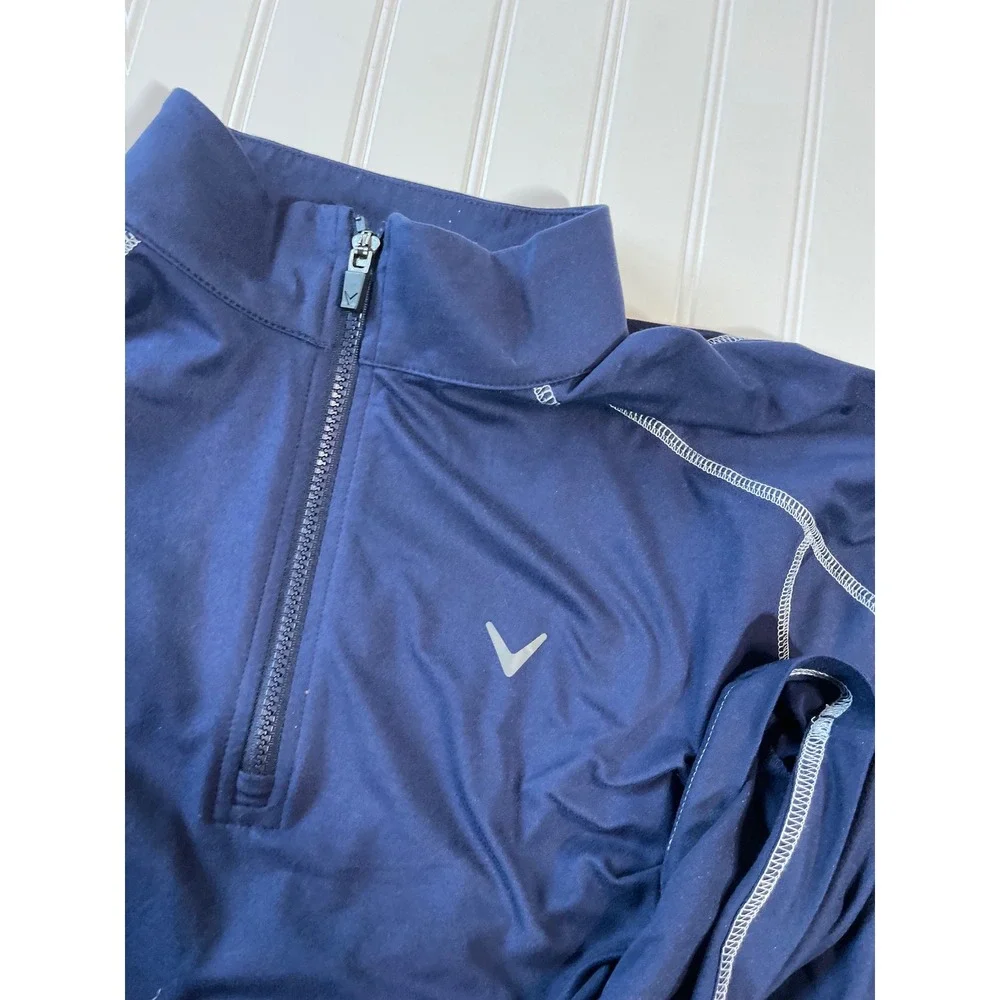 Callaway Mens Weather Series Hydrofuge Quarter-Zip Pullover Blue Medium
